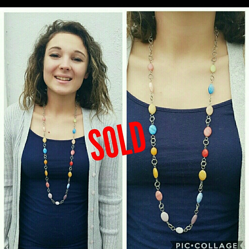 Handmade glass beaded necklace